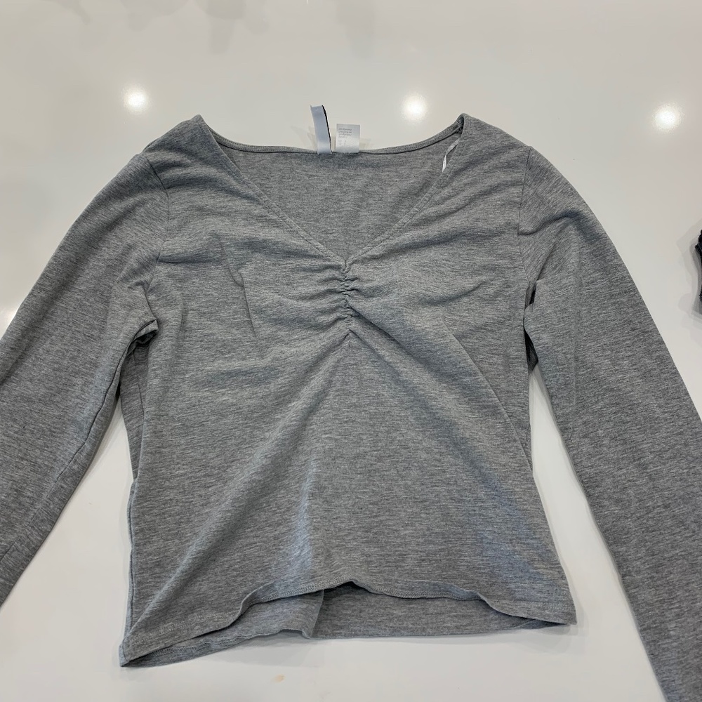 Grey Ruched Long Sleeve